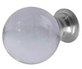 Photo of Frosted Glass Cabinet knob - 25mm - Satin Chrome 