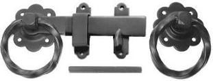 Ring Gate Latches Twisted  - Black & Galv 6