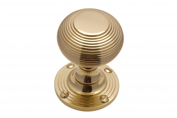 Reeded Mortice Knob  POLISHED BRASS=